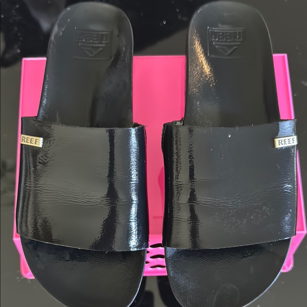 Reef Black Minimalist Slide Sandals